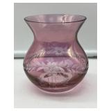 Purple Etched Glass Vase