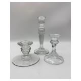 Three Glass Candlesticks