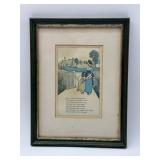 Antique Framed Nursery Rhyme Print