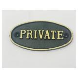 Cast Iron Private Sign