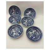 Six Blue Willow Bowls