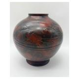 Vintage Metal Japanese Koi Vase