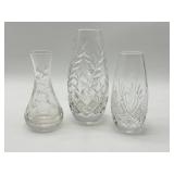 3 Small Cut Glass Bud Vases