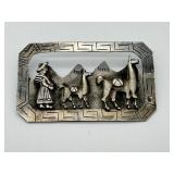 Vintage Peruvian .900 Silver Brooch with Llamas
