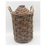 Wicker-Covered Glass Demijohn Bottle