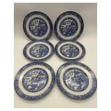 Woods Ware Willow Blue Plates Set of 6