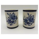 Blue Floral Ceramic Tumblers
