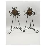 2 Metal Easels With Fleur-de-Lis Decor