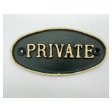 Cast Iron PRIVATE Door Sign Plaque
