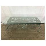Glass-Top Metal Coffee Table