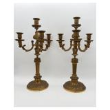 Pr Ornate Bronze Four-Arm Candelabra-10103