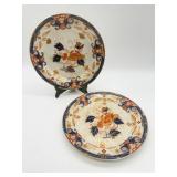 2 Antique Swansea China Imari-Style Plates