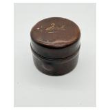Antique Brass Traveling Inkwell with Leather Case