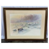 Landscape watercolor signed by artist-7631