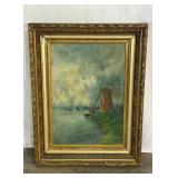Antique Signed Oil Painting-10317
