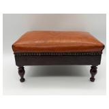 Small Leather Footstool-10305