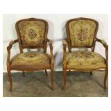 Pr French Needlepoint Armchairs-10325