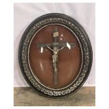 Antique Crucifix in Oval Frame-10377
