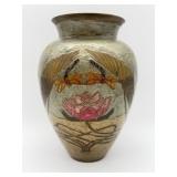 A. Dellaux Signed Brass Lotus Vase-10293