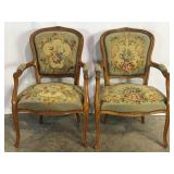 2 French Needlepoint Armchairs-10327