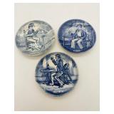 3 English Blue Transferware Plates-10290