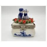 Dutch Porcelain Hinged Trinket Box-10290