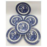 6 Booths Blue Willow Dinner Plates