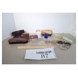 Antique Glasses, Paper Weights, & Cuba IL Brush