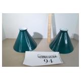 (2) Antique Green Lamp Shades