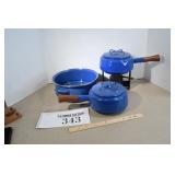 Dansk France Blue Pans & Strainer