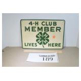 Metal 4-H Member Sign