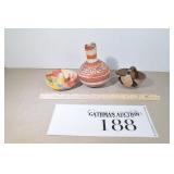 Small Pottery Vase, Ring Bowl, & Basket