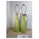 Pair Green & Gold MCM Lamps