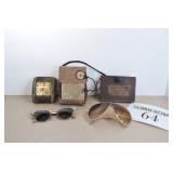 Vintage Clock, Radio, & Sunglasses