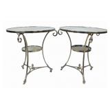 Pair of Polished Steel & Mirror Top Gueridon