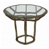 Midcentury Bronze Table with Glass Insert.