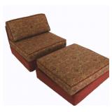 SELIG. Vintage  Upholstered Chair & Ottoman