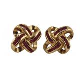 JEWELRY. 14kt Gold and Ruby Love Knot Earrings.