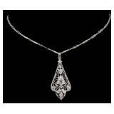 JEWELRY. Art Deco Platinum and Diamond Pendant and