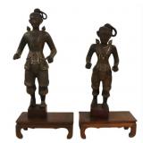 (2) SE AsianStanding Carved Wood Buddhas/Deities.