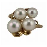 JEWELRY. Mikimoto 14kt Gold and Pearl Ring.