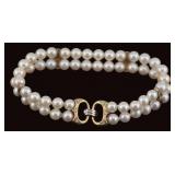 JEWELRY. 14kt Gold, Pearl and Diamond Bracelet.