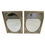 2 Vintage Italian Silver Gilt & Carved Mirrors .