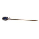 JEWELRY. Antique Sapphire and Diamond Stick Pin.