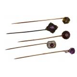 JEWELRY. (5) Assorted Gem Stick Pins.