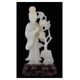 Chinese Carved Celadon Jade Meiren or Beauty.