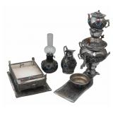 7 Pc. Samovar Service with Inlaid Stones.