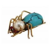 JEWELRY. 14kt Gold, Turquoise, Pearl and Gem