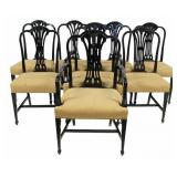 8 Vintage Lacquered Black Hepplewhite Style
