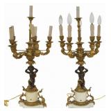 Fine Pair of Antique Gilt & Patinated Figural